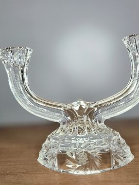 Bohemian Czech Crystal Hand-Cut Double Candle Holder 24% PbO – 6"x8"
